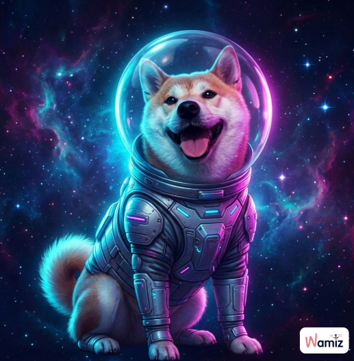 Photo de chien avec l'IA PetGen transformée en astronaute